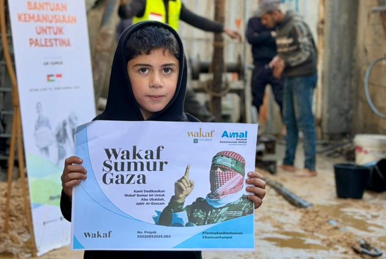 Kolaborasi Bersama Wakaf Salman, Sumur Wakaf Ke-6 Sudah Berdiri di Distrik Syaikh Radwan